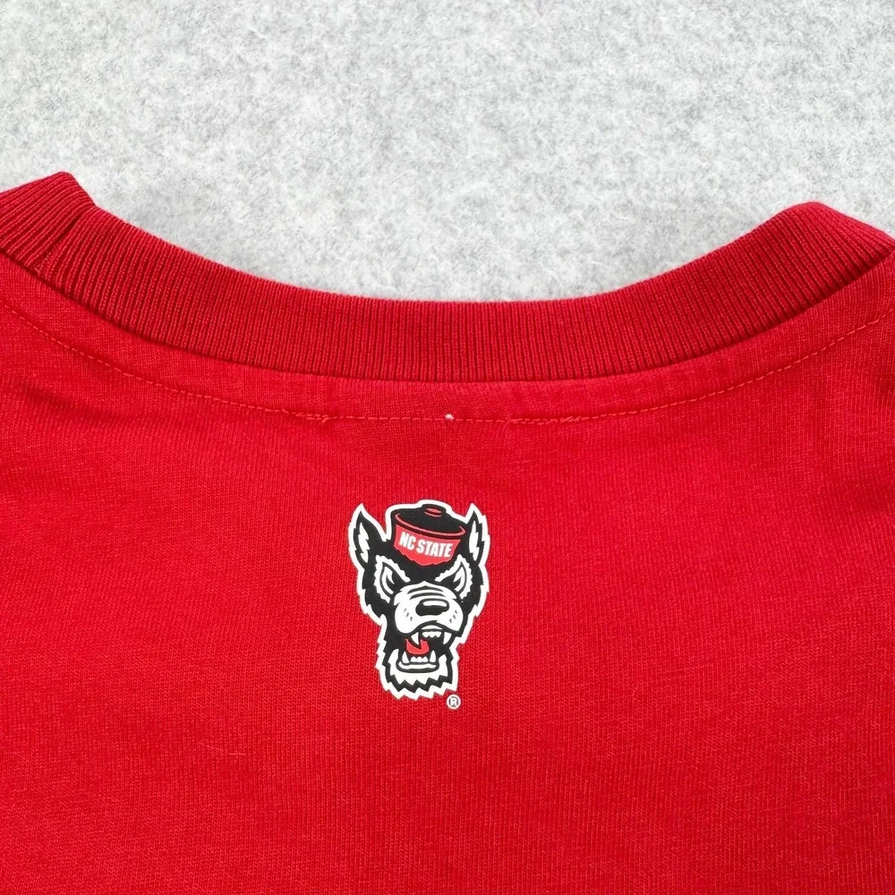 NC State Wolfpack Shirt Mens Large Red White NCAA Basketball Adidas Long Sleeve